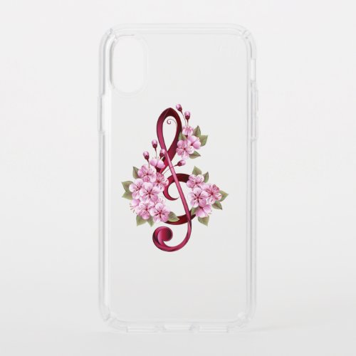 Musical treble clef notes with Sakura flowers Speck iPhone XS Case