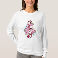 Musical treble clef notes with Sakura flowers