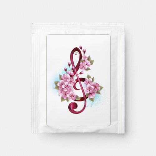 Musical treble clef notes with Sakura flowers Tea Bag Drink Mix