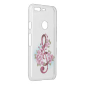 Musical treble clef notes with Sakura flowers Uncommon Google Pixel Case (Back/Right)