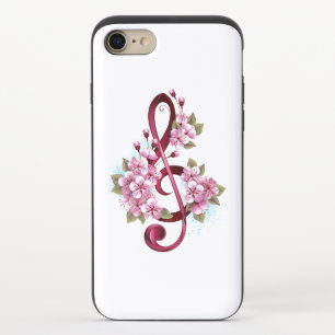 Musical treble clef notes with Sakura flowers iPhone 8/7 Slider Case