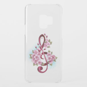 Musical treble clef notes with Sakura flowers Uncommon Samsung Galaxy S9 Case