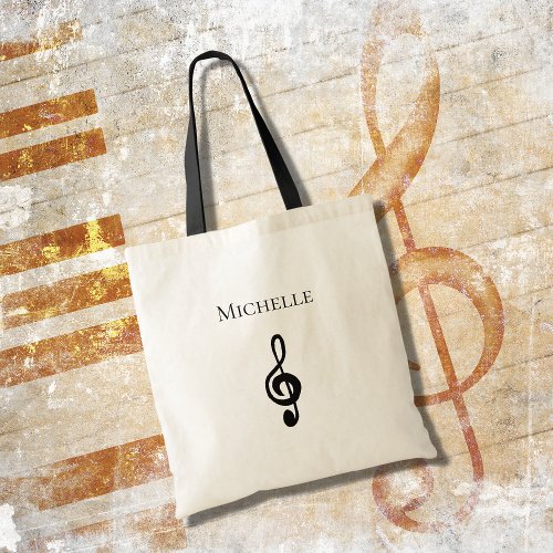 Musical Treble Clef Personalized  Tote Bag