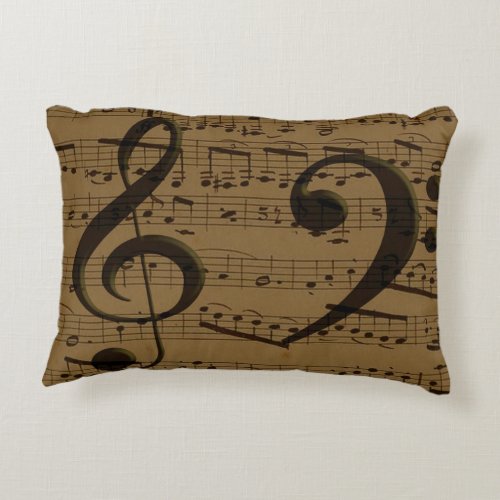 Musical Treble Clef Sheet Music Classic  Accent Pillow