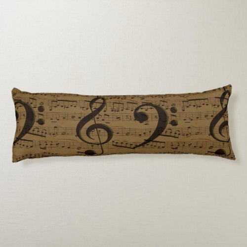 Musical Treble Clef Sheet Music Classic  Body Pillow