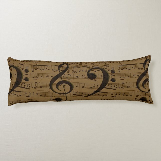Musical Treble Clef Sheet Music Classic  Body Pillow (Back)