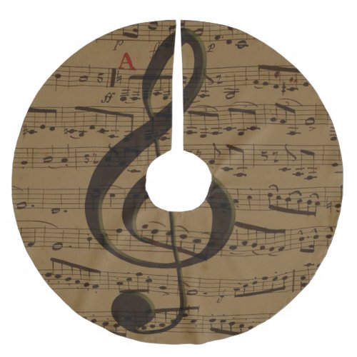 Musical Treble Clef Sheet Music Classic  Brushed Polyester Tree Skirt
