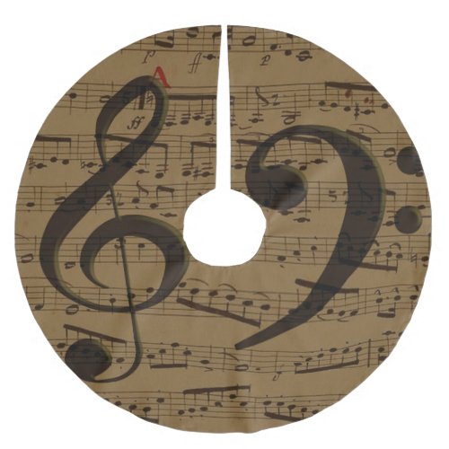 Musical Treble Clef Sheet Music Classic  Brushed Polyester Tree Skirt
