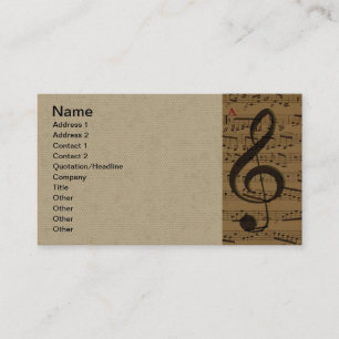 Musical Treble Clef Sheet Music Classic  Business Card