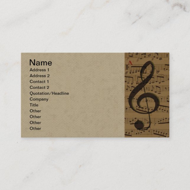 Musical Treble Clef Sheet Music Classic  Business Card (Front)