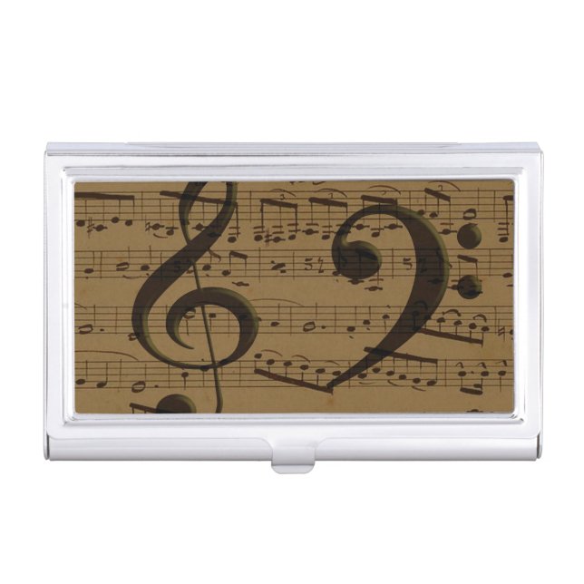 Musical Treble Clef Sheet Music Classic  Business Card Holder (Front)
