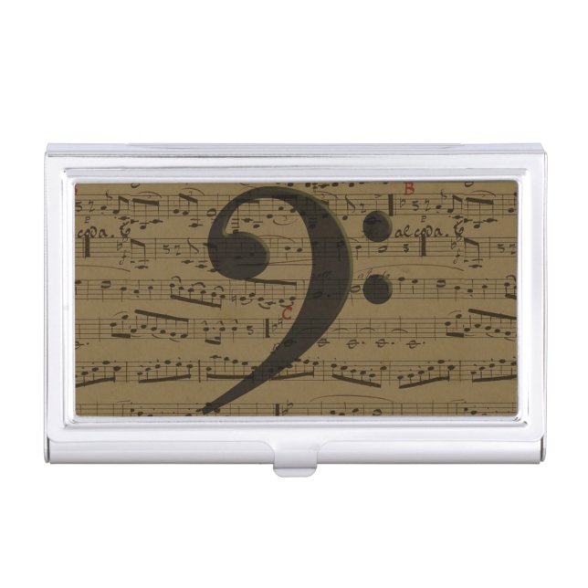 Musical Treble Clef Sheet Music Classic  Business Card Holder (Front)