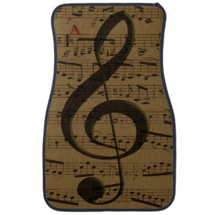 Musical Treble Clef Sheet Music Classic Car Floor Mat