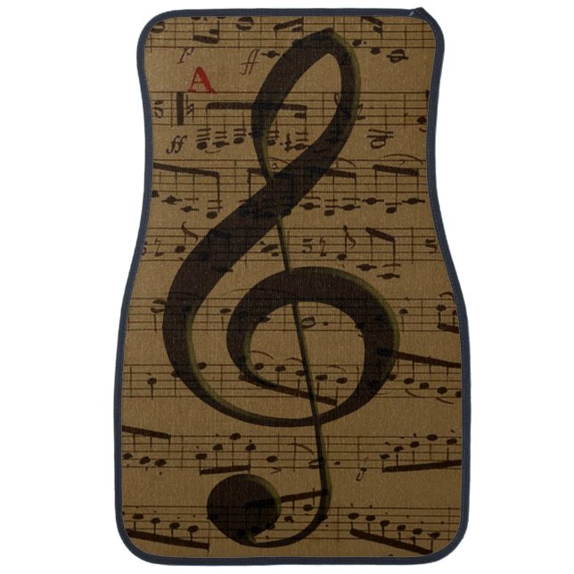 Musical Treble Clef Sheet Music Classic  Car Floor Mat (Front)