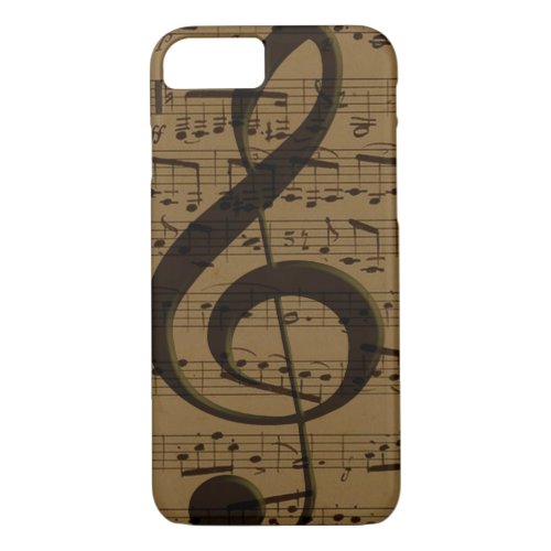 Musical Treble Clef Sheet Music Classic  iPhone 87 Case