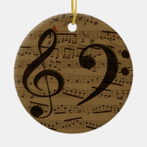 Musical Treble Clef Sheet Music Classic  Ceramic Ornament