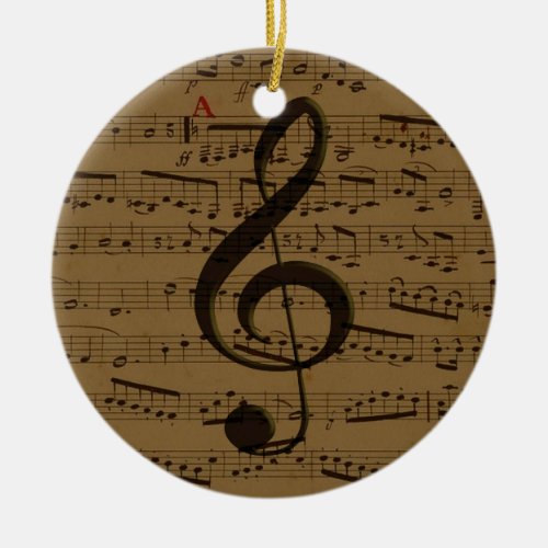 Musical Treble Clef Sheet Music Classic  Ceramic Ornament