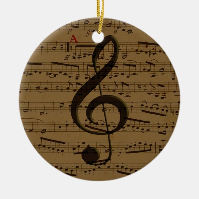 Musical Treble Clef Sheet Music Classic  Ceramic Ornament (Front)