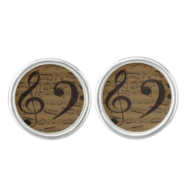 Musical Treble Clef Sheet Music Classic  Cufflinks (Front)