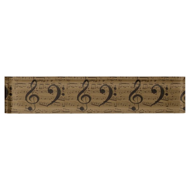 Musical Treble Clef Sheet Music Classic  Desk Name Plate (Front)