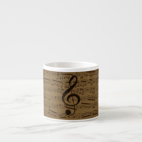 Musical Treble Clef Sheet Music Classic  Espresso Cup