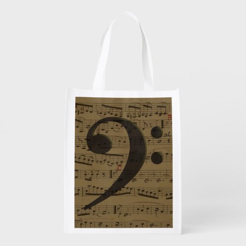 Musical Treble Clef Sheet Music Classic  Grocery Bag