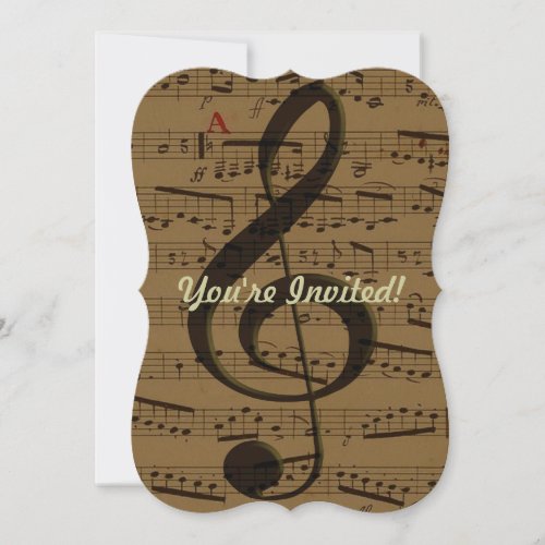 Musical Treble Clef Sheet Music Classic  Invitation