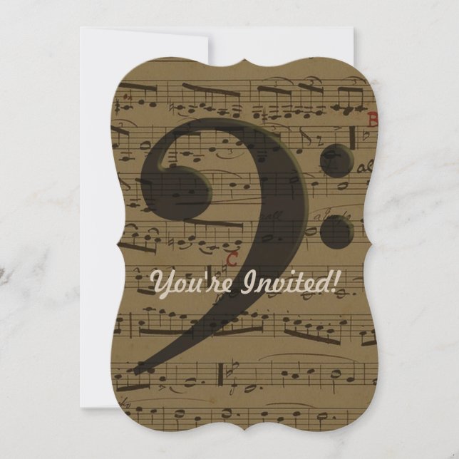 Musical Treble Clef Sheet Music Classic  Invitation (Front)