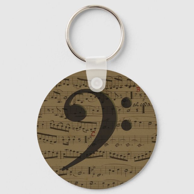 Musical Treble Clef Sheet Music Classic  Keychain (Front)