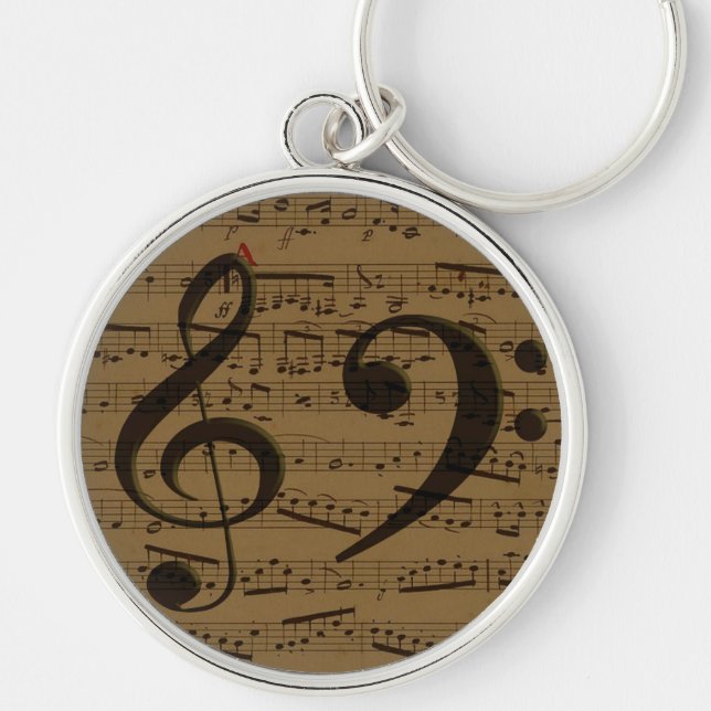 Musical Treble Clef Sheet Music Classic  Keychain (Front)