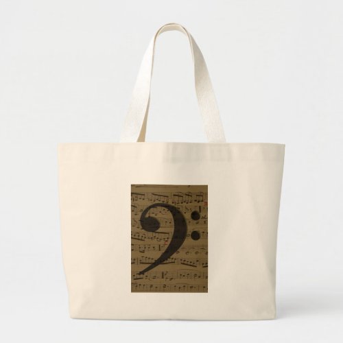 Musical Treble Clef Sheet Music Classic  Large Tote Bag