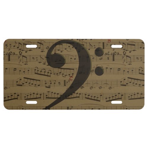 Musical Treble Clef Sheet Music Classic  License Plate