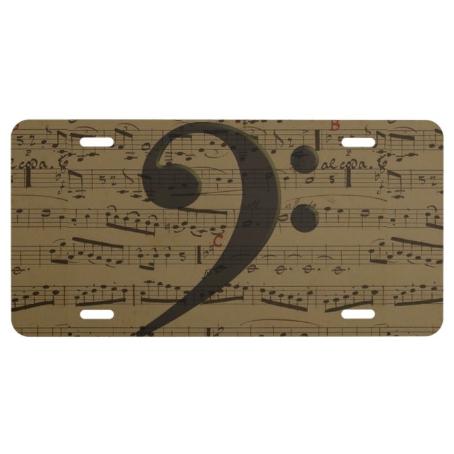Musical Treble Clef Sheet Music Classic  License Plate (Front)