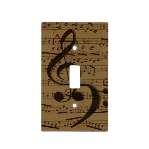 Musical Treble Clef Sheet Music Classic  Light Switch Cover