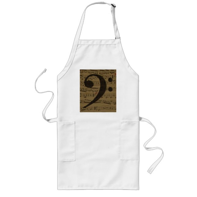 Musical Treble Clef Sheet Music Classic  Long Apron (Front)