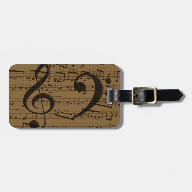 Musical Treble Clef Sheet Music Classic  Luggage Tag (Front Horizontal)