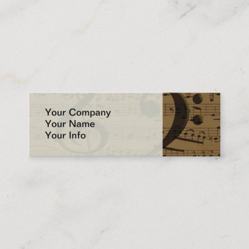 Musical Treble Clef Sheet Music Classic  Mini Business Card