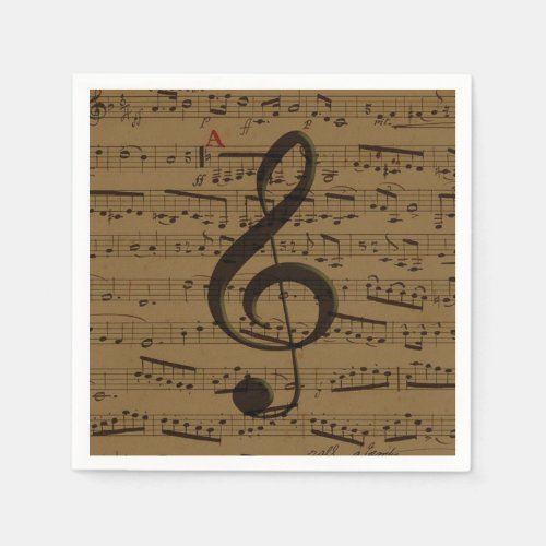 Musical Treble Clef Sheet Music Classic  Napkins