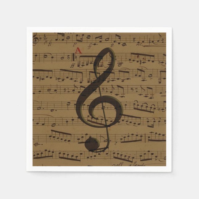 Musical Treble Clef Sheet Music Classic  Napkins (Front)