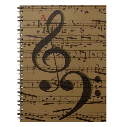 Musical Treble Clef Sheet Music Classic  Notebook