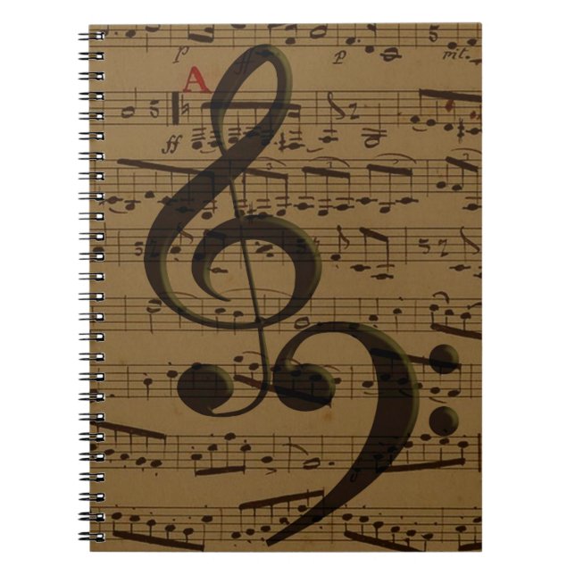 Musical Treble Clef Sheet Music Classic  Notebook (Front)