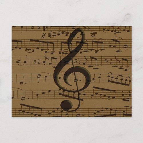 Musical Treble Clef Sheet Music Classic  Postcard
