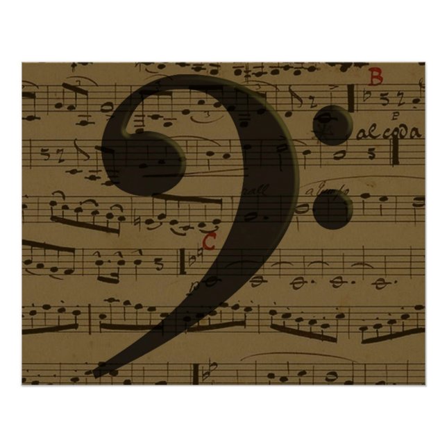 Musical Treble Clef Sheet Music Classic  Poster (Front)