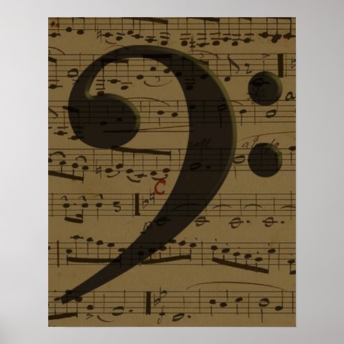 Musical Treble Clef Sheet Music Classic  Poster