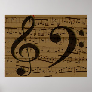 Musical Treble Clef Sheet Music Classic  Poster