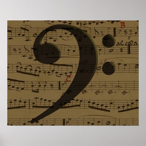 Musical Treble Clef Sheet Music Classic  Poster