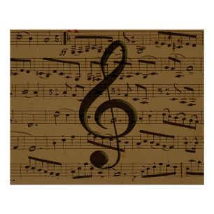 Musical Treble Clef Sheet Music Classic  Poster