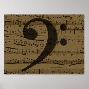 Musical Treble Clef Sheet Music Classic  Poster