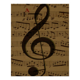 Musical Treble Clef Sheet Music Classic  Poster