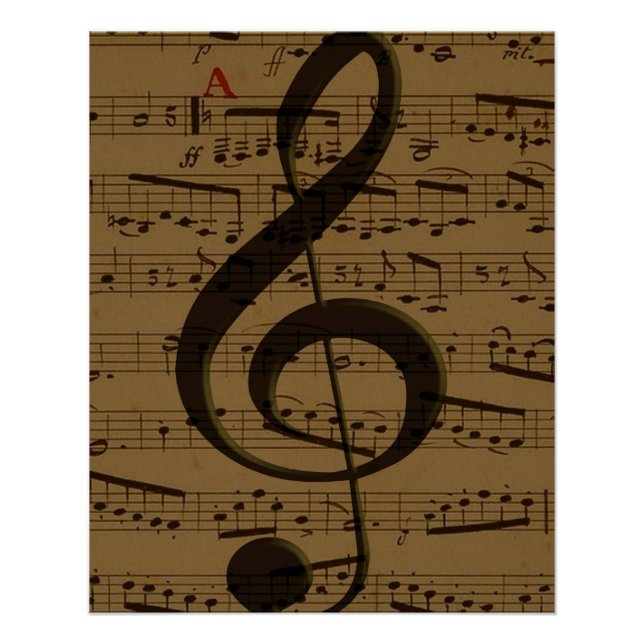 Musical Treble Clef Sheet Music Classic  Poster (Front)